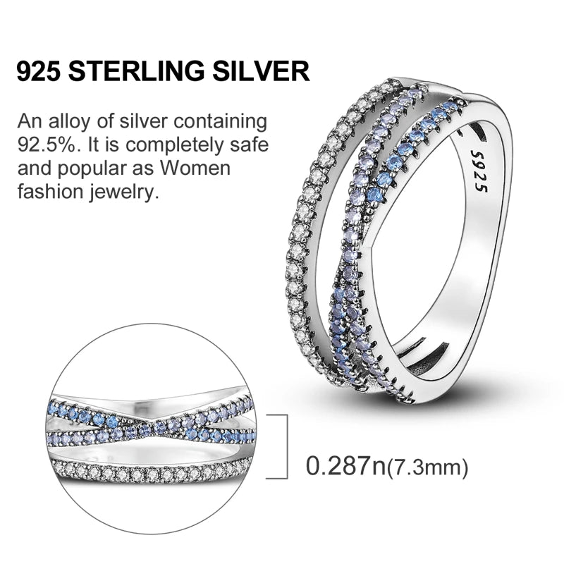 Original 925 Sterling Silver Women Finger Rings for Women Silver Cocktail Ring Geometric Butterfly Round Shape Luxury Jewelry