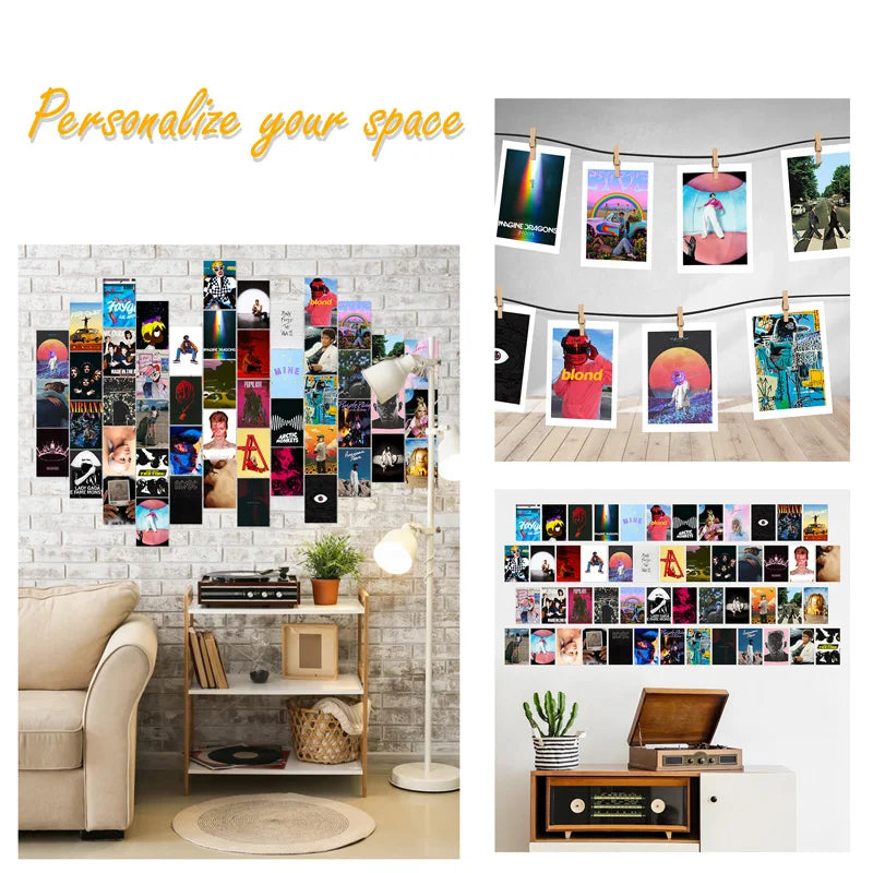 50Pcs Vintage Music Album Wall Collages Aesthetic Kit Postcards Dorm Room Decor Hiphop Art Pictures Posters Musical Post Cards