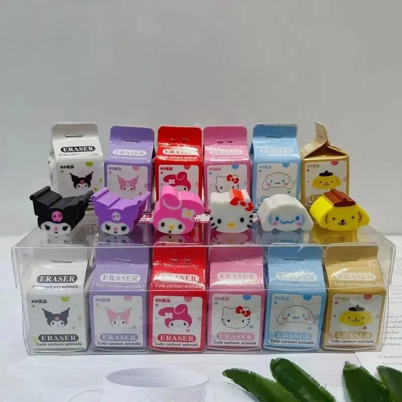 New Sanrio 36pcs Eraser Kuromi Melody Cinnamoroll Boxed Cartoon Stationery Cleaning Eraser School Student Kawaii Birthday Gifts