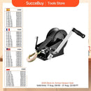 SucceBuy Hand Winch BoatTrailer Winch Heavy Duty Rope Crank Polyester Strap and Two-Way Ratchet Manual Operated Hand Crank Winch
