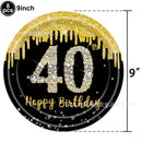 40th Birthday Party Disposable Tableware Plate Cup Napkin Black Gold Party Decorations Birthday Balloon 40 Years Party Supplies