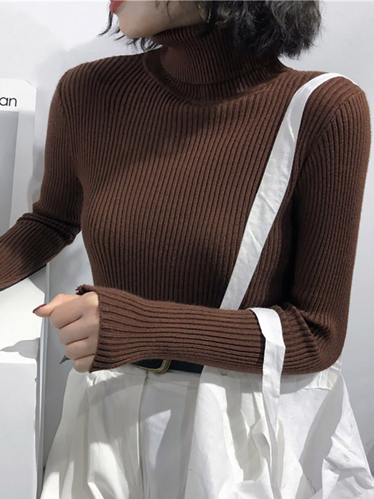 Turtleneck Sweater Womens 2023 Autumn Winter Tops Korean Slim Women Pullover Jumper Knitted Sweater Pull Femme Hiver Truien