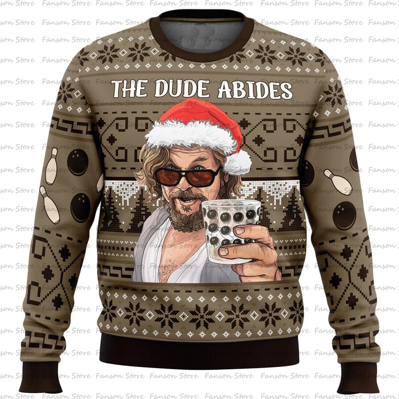 The Dude Abides The Big Lebowski 3D Printed Ugly Christmas Hoodie 2024 New Fashionable Men's Hoodie Women's Sweater Sportswear