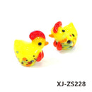 2pcs Cute Handmade Glass Chicken Mini Figurines Ornaments Home Living Room Tabletop Fairy Garden Decor Easter Chick Tiny Statues