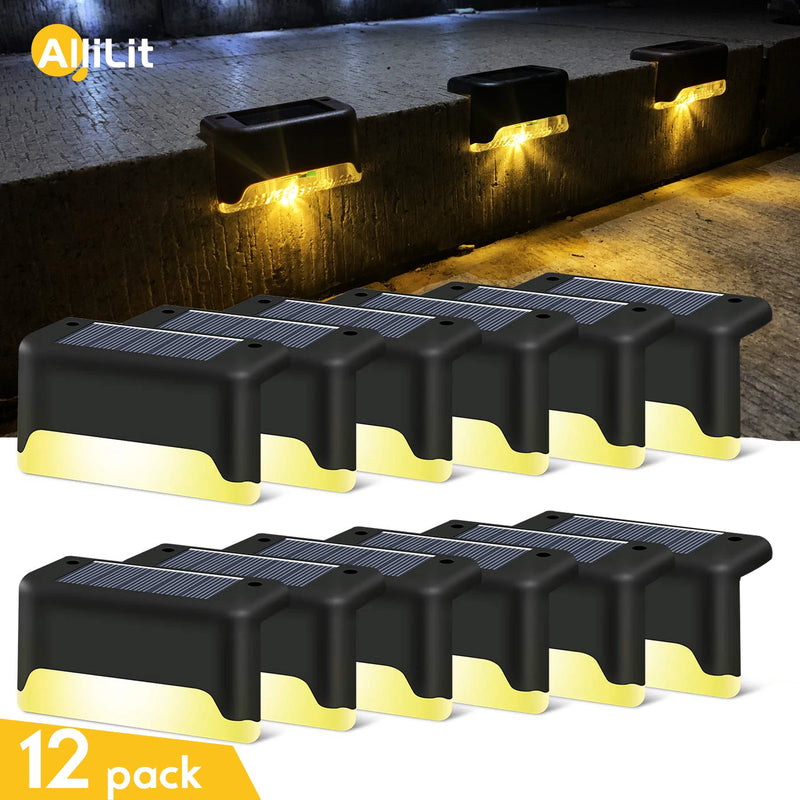 Solar Deck Lights 12 Pack Outdoor Step Lights Waterproof Led Solar Lights for Railing Stairs Step Fence Yard Patio and Pathway