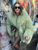HH Winter Female Trendy Elegant Fur Coats Casual Solid Long Sleeves Turn Down Collar 3 Colors Autumn Warm Chic Jackets