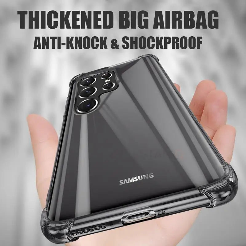 S 23 22 21 20 Airbag Shockproof Black Transparent Case For Samsung Galaxy S23 S22 S21 S20 Fe Plus Ultra 5g Silicone Back Cover
