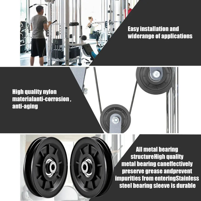 50-160mm Gym Bearing Pulley Wearproof Nylon Bearing Pulley Wheel Cable Universal Fitness Gum Bearing Pulley Fitness Equipment