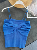 Heliar Women Pleated Strapy Camisoles Female Slim Crop Tops Knitted Sexy Tops For Women Cloth 2024 Summer