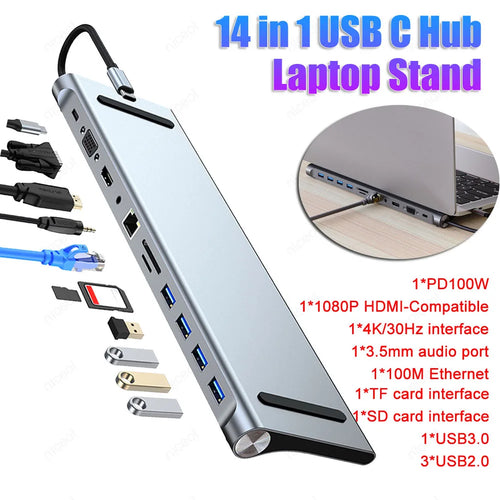 11-in-1 USB C Dockingstation 1* USB 3.0 3*USB2.0 USB C Hub Dreifach-Display Multiport Adapter für Dell/Surface/HP/Lenovo Laptops