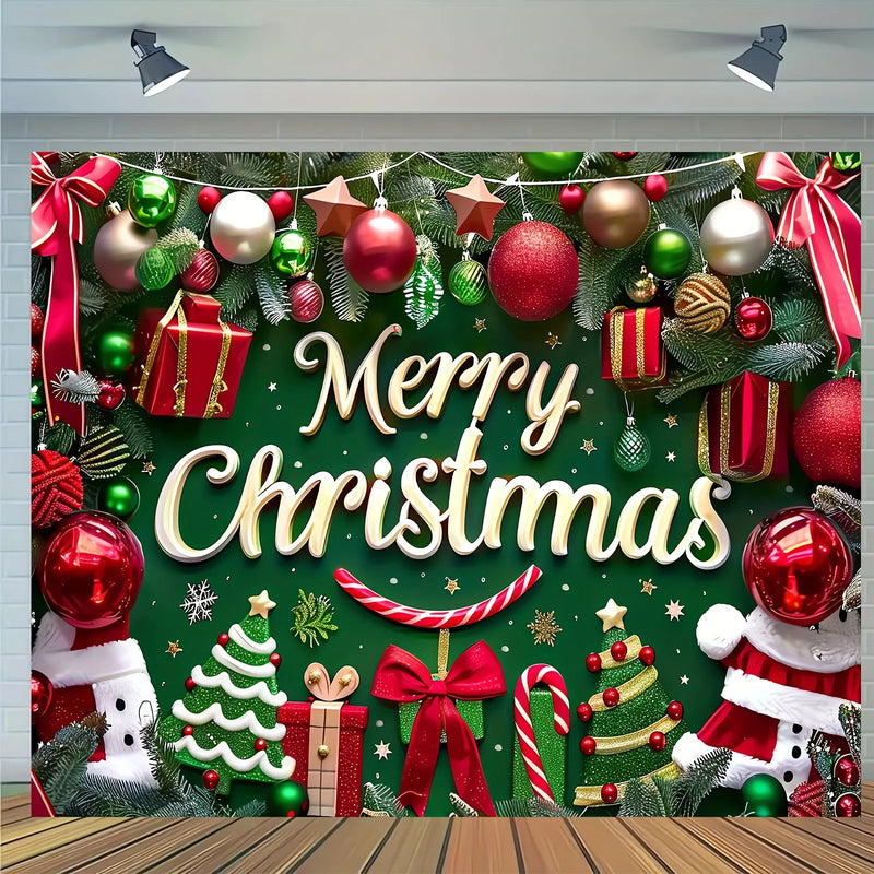 Large polyester Merry Christmas banner - outdoor and home garden decorations for holiday party backgrounds