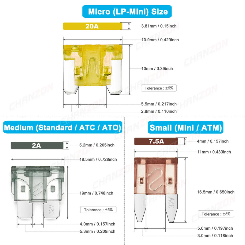 ATC ATM Mini Micro Car Fuse Auto Blade 2A 3A 5A 7.5A 10A 15A 20A 25A 30A 35A 40A Fast Blow Electric Motorcycle Automotive