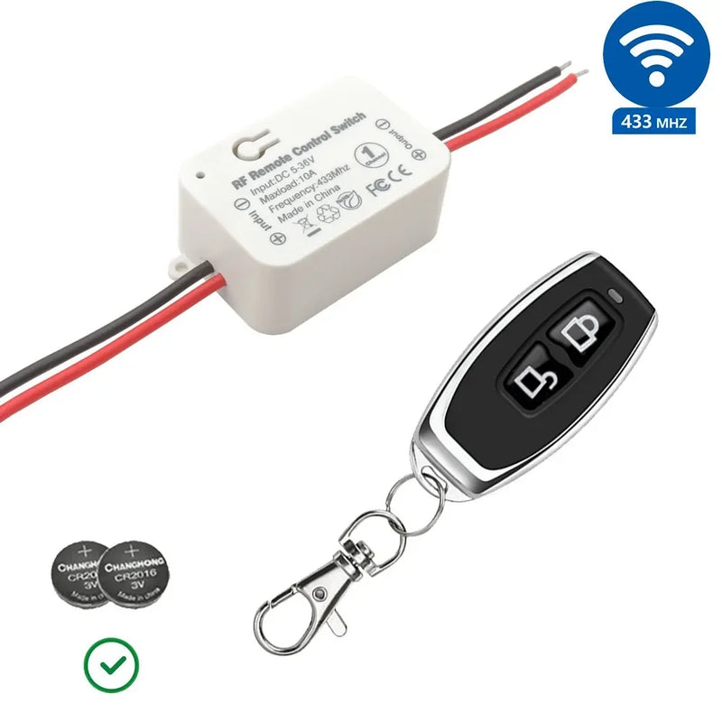 12V 24V Wireless Remote Control Switch DC RF433MHz Wet Contact Switch 10A Relay Module for Electronic Lock / LED / Bulb ON OFF