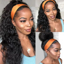Curly Brazilian Human Hair Headband Wig Kinky Curly Machine Made Wigs For Black Women 180% Density Wigs With Head Band