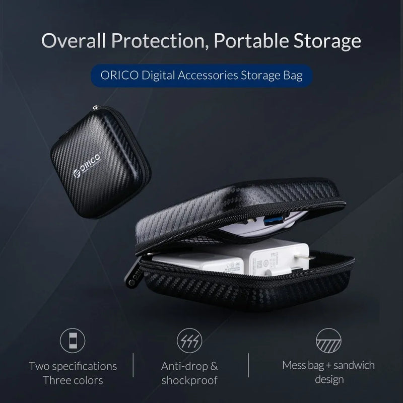 ORICO Headphone Case Bag Hard Accessories Waterproof Storage Bag Organizer For USB Cable Charger SD TF Cards