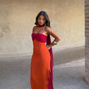 The Amalfi Hour | Colour-Block Scarf-Collar Maxi Dress