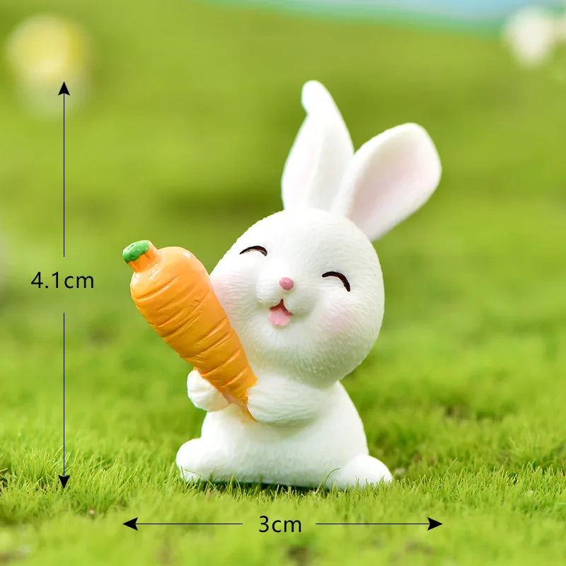 Cute Animal Easter Rabbit Mini Figurines Bunny Carrot Cake Decoration Chick Cupcake Toppers Easter Party Baking Supplies