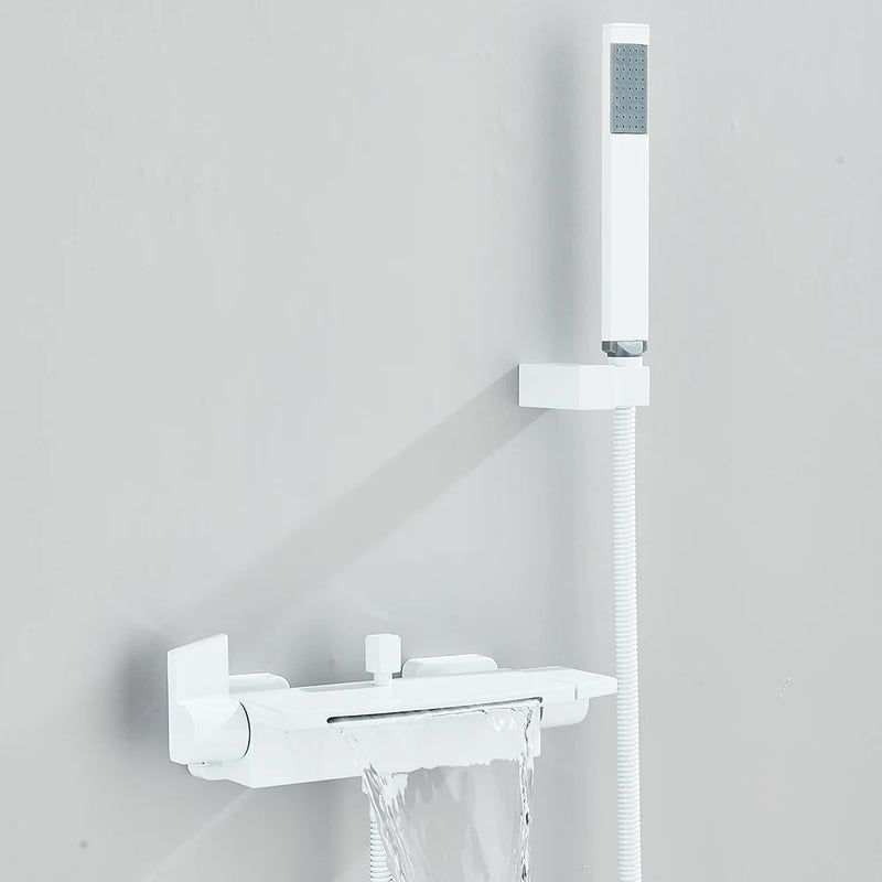 Black Waterfall Bathtub Shower Faucets Wall Mount Shower Mixer Tap Faucets Hot Cold Bath Shower Tap BaRobinet Baignoire