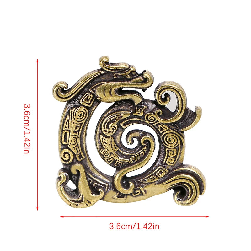 1PC Lucky Feng Shui Copper Chinese Dragon Creative Retro Incense Holder Household Indoor Line Incense Burner Home Decor Craft