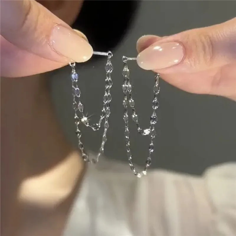 Prevent Allergy 925 Silver Needle Tassel Round Bead Long Drop Earring For Women Party Wedding Jewelry eh1047