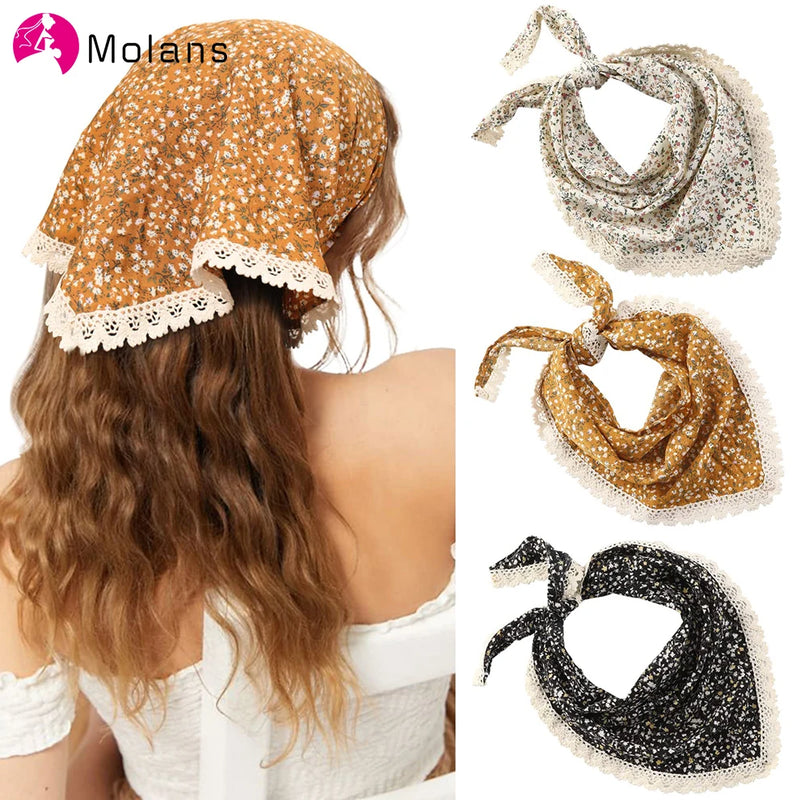 Molans Bandana Headband Chiffon Scarf Headbands Hair Bandana Floral Elastic Hair Kerchief Print Hair Scarves Kerchief for Women