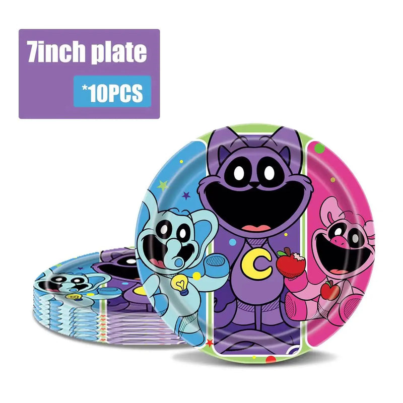 Smiling Critters Birthday Party Decoration Disposable Tableware Set Plate Balloons Banner Cake Topper Party Supplies Baby Shower