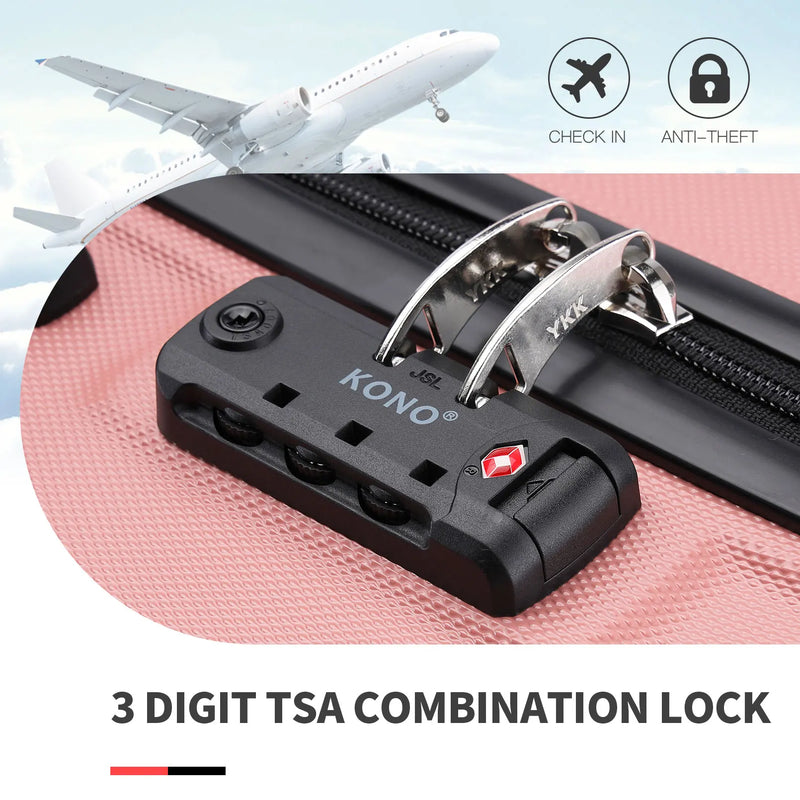 KONO TSA Lock, suitcase (M/L/XL) TONO Hard Case, Lightweight ABS Trolleys with Twin wheels