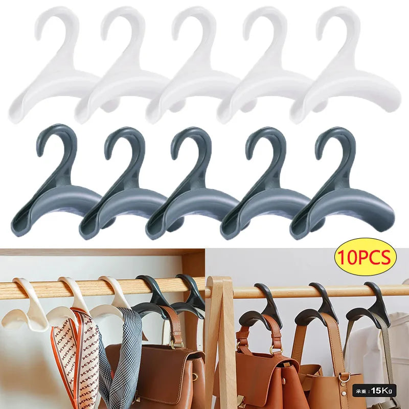 10PCS Durable Bag Rack Holder Home Closet Hat Silk Scarf Shawls Purse Handbag Storage Arched Hanger Hook wall Storage Hangers