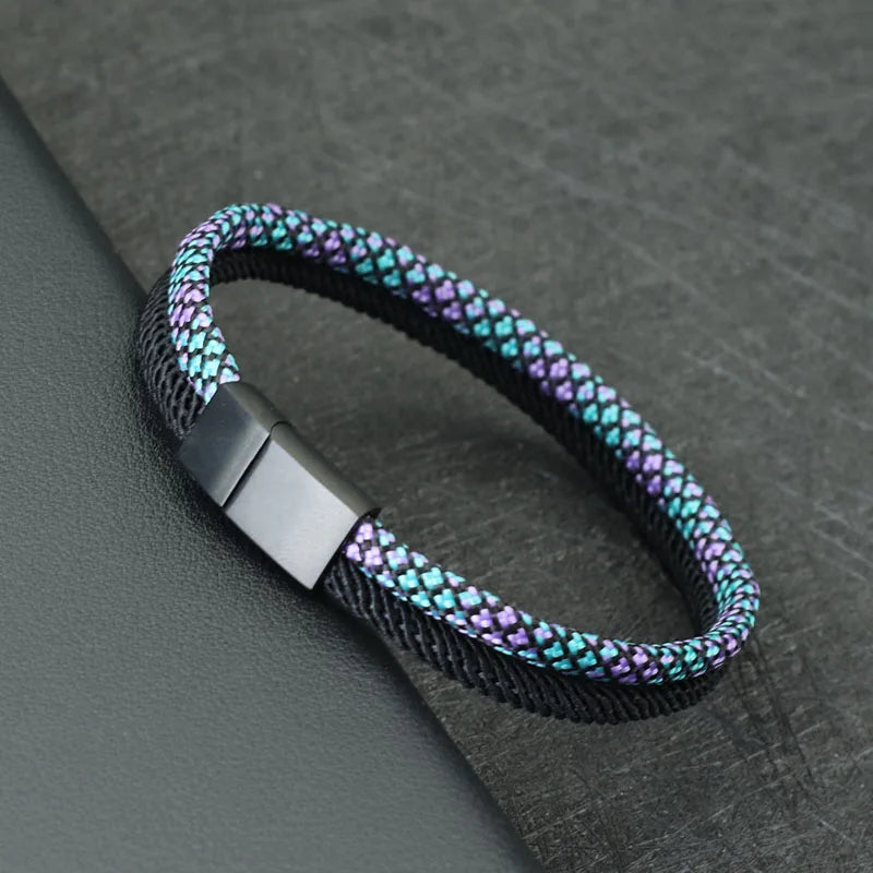 New Paracord Bracelet For Men Detachable Stainless Steel Magnet Buckle Bicolor Macrame Braslet Pulseira Masculina Gift For Him