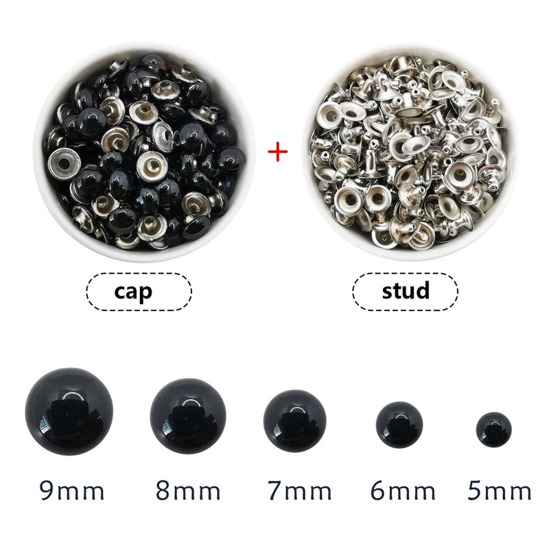 100sets Dome Cap Rivets 14 Colors Metal Studs Round Rivet for Leather Craft Bag Belt Clothing Garment Shoes Collar Parts