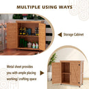 Potting Bench with Storage Cabinet and Metal Table Top for Outdoor Patio,Outdoor Work Station Table, Versatile Use