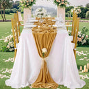 4Pcs-29x120 Inches Gold Velvet Table Runner, 10ft Luxurious Wedding Reception Decorations Soft Velvet Fabric Table Linen Overlay