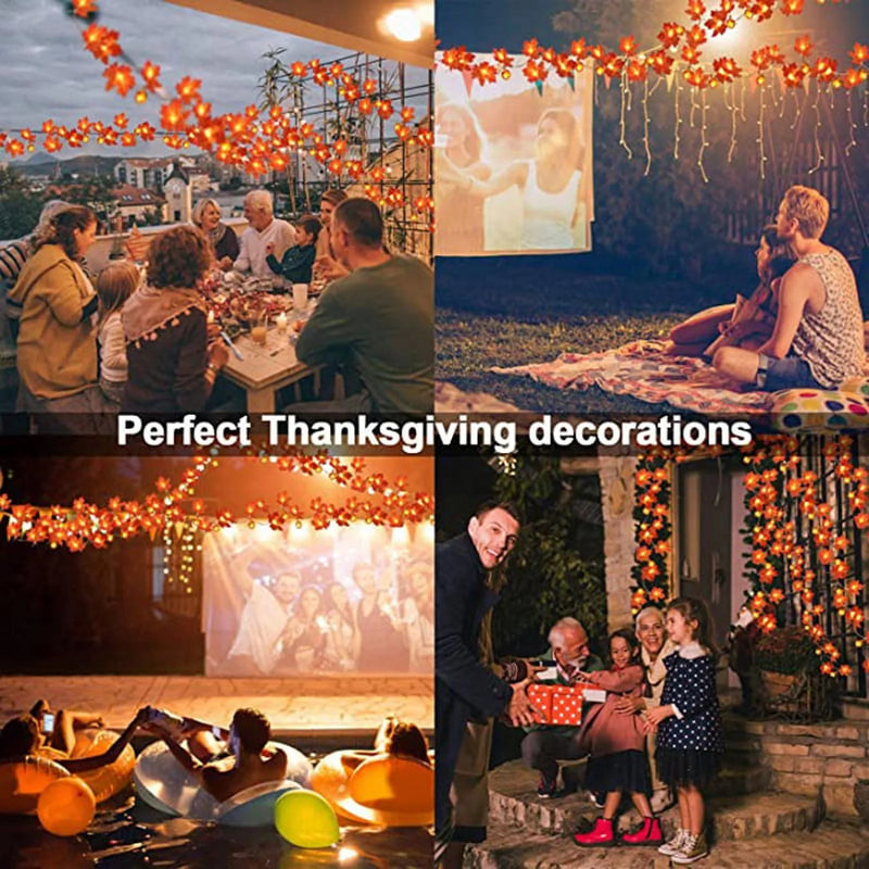 LED Maple Leaf Light String Fake Autumn Leaves LED Fairy Garland for Christmas Thanksgiving Halloween Party Home Decoration