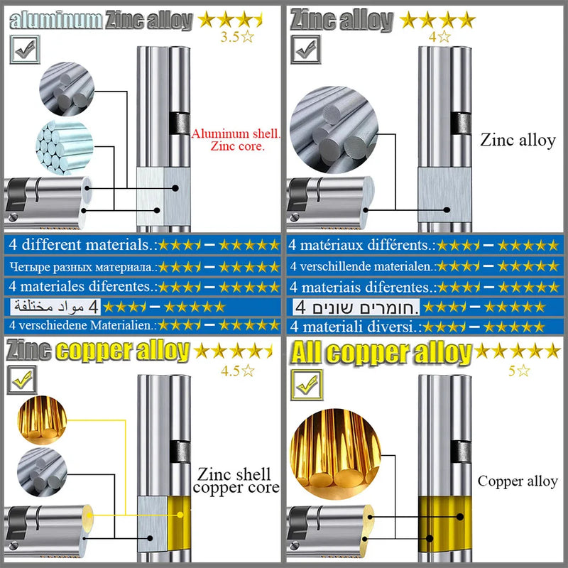 Entrance door 60 70 80 90 mm lock cylinder 5 keys 6 keys anti-theft entrance zinc alloy aluminum alloy brass door lock