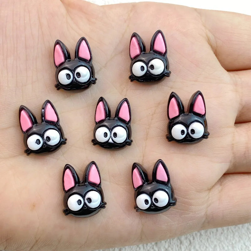 10/20Pcs New Cute Resin Cartoon Black Cat Flat Back Manicure Parts Embellishments For Hair Bows Accessories