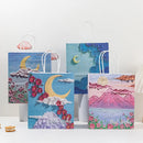 Gift Pakcaging Bag Moon Oil Painting Kraft Paper Bag Wedding Birthday Valentine's Day Favor Gift Packing Pouch Tote Bag Handbag