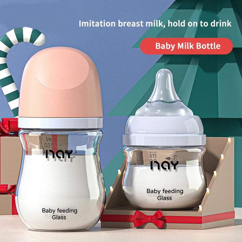 Hot Sale Baby Bottles Newborn Wide-caliber Nursing Glass Bottles Anti-flatulence Milk Feeding Bottles Infant 0-3 Month BPA Free