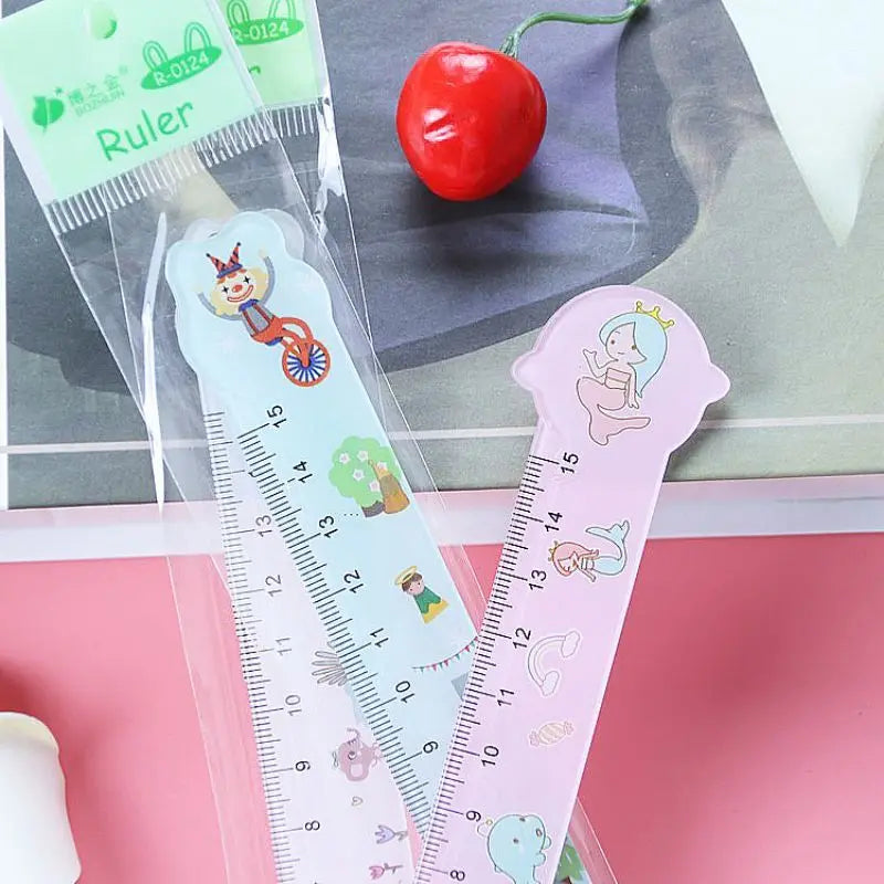 1 Piece Lytwtw's Cute Kawaii Stationery Cartoon Drawing Gift Office School Kitten Straight Plastic Ruler