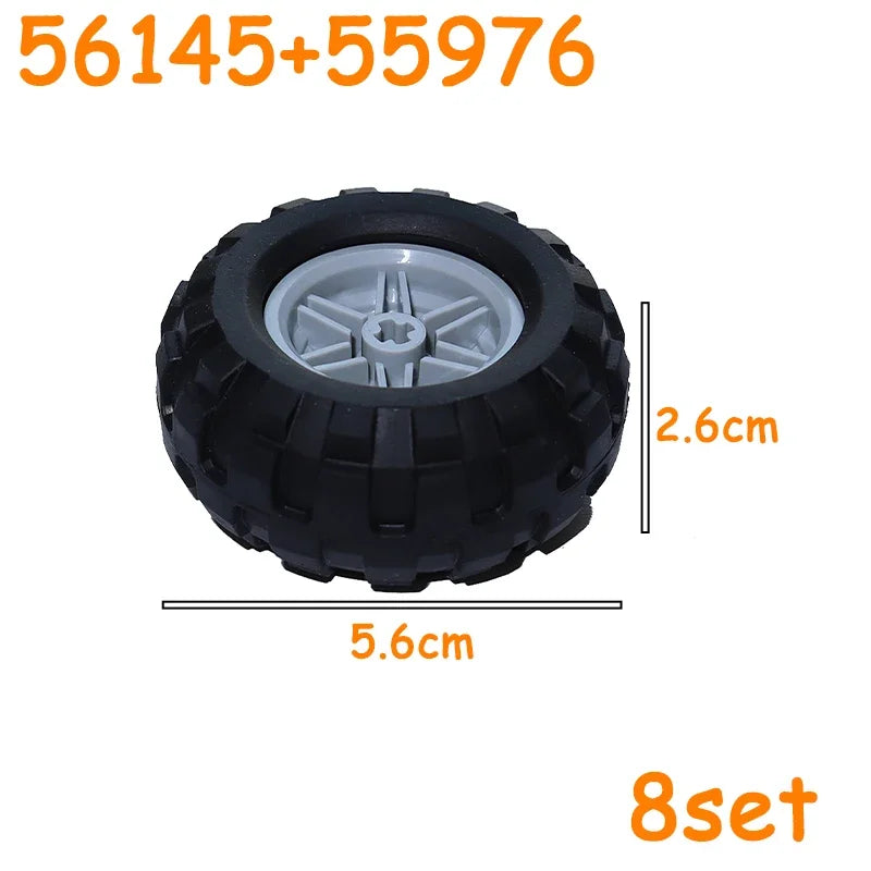 MOC Technical Tire Wheel Cross Hole Set Motorcycle Tyre & Rim Car Truck Wheels Hub Bricks Construction Building Blocks