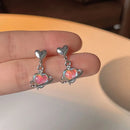 2023 New Laser Opal Love Heart Crystal Planet Drop Earrings for Women Sweet Romantic Dangle Earrings Trend Y2K Jewelry