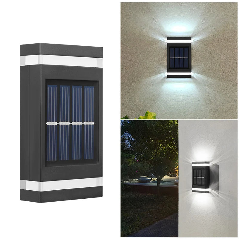 6LED Outdoor Solar Wall Lamp, Waterproof Wall Washing Lights, Up And Down Lighting, For Terrace, Garden, Fence, Villa Exterior W