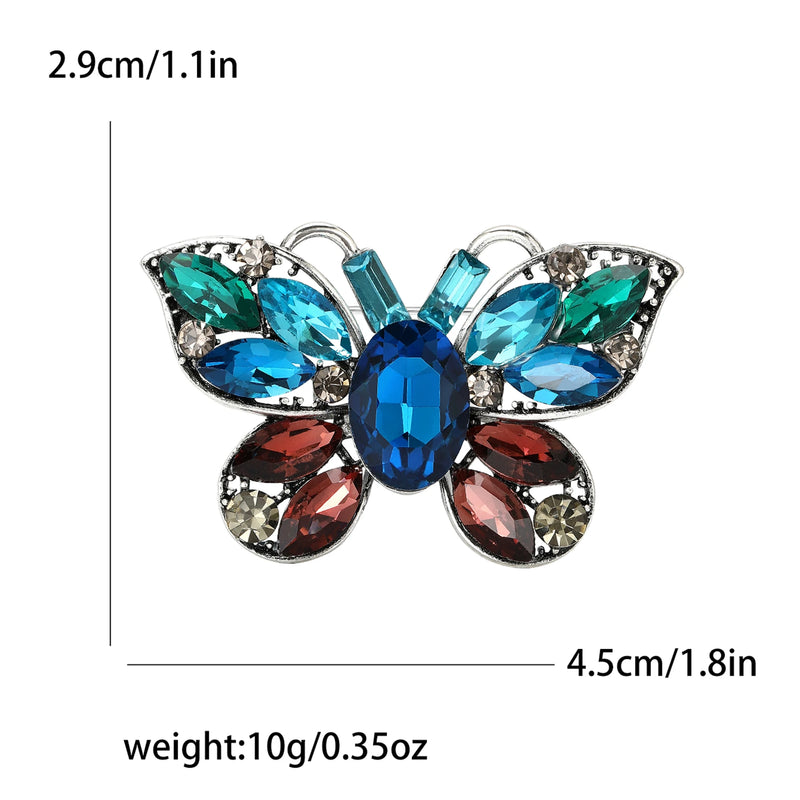 Rhinestone Hollow Butterfly Pins for Women Unisex Glass Insect Brooches Office Party Friend Gifts Jewelry Accessories