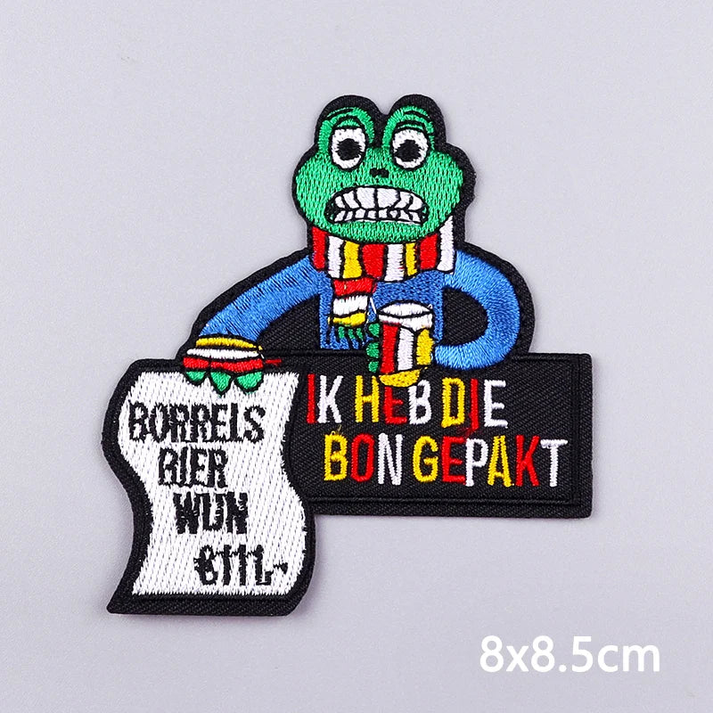 2024 Netherland Oeteldonk Emblem Embroidery Patches For Clothes Carnival Frog Iron On Patch Thermoadhesive Patch For Gift DIY