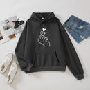 Damen Hoodies Casual Kpop Finger Herz Liebe Muster Kapuzenpullover Mode Hoodie Langarm Damen Pullover Streetwear