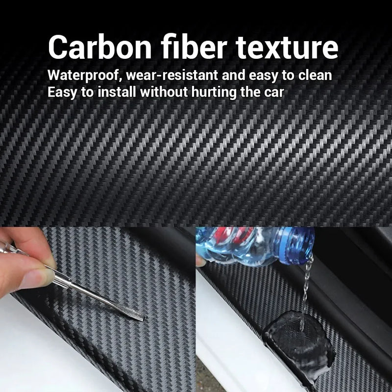 Nano Carbon Fiber Car Sticker DIY Paste Protector Strip Car Door Sill Side Anti Scratch Tape Protection Film Auto Accessories