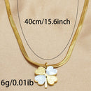 Lxalry 18K Gold-Plated Double Luck Necklace, Four-Leaf Clover, Hypoallergenic, For Women/Wife/Mom, Valentine's Day, Birthday