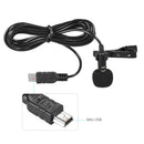Mini USB Omni-Directional Stereo Mic  Professional 1.5M Microphone with Collar Clip for Gopro Hero 3 3+ 4