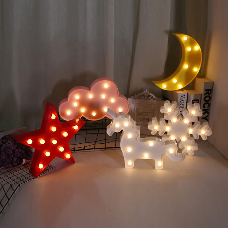 Kids Room Decor Cloud Star Moon LED Night Light Baby Children Bedroom Rainbow Cloud Christmas Night Light Wedding Decoration