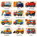 Children 3-6 Years Old Intellectual Development Engineering Traffic Car Wooden Three-Dimensional Jigsaw Mosaic Early Education