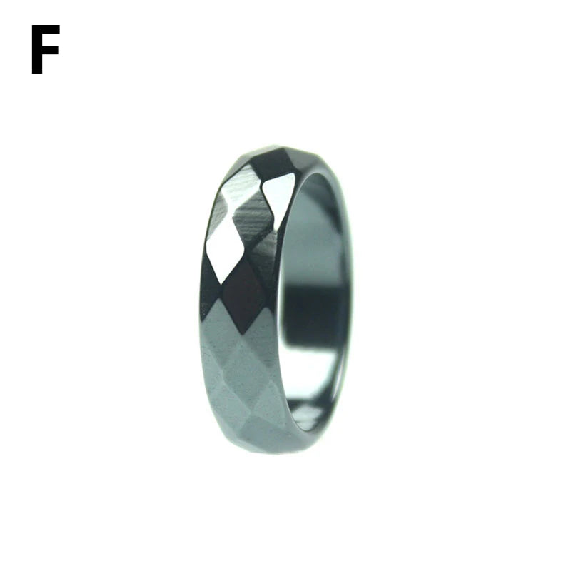 1PC Hematite Stone Rings for Women Men Natural Fashion Flat Plain Ring Couple Jewelry Gift Wedding Christmas Lovers Rings
